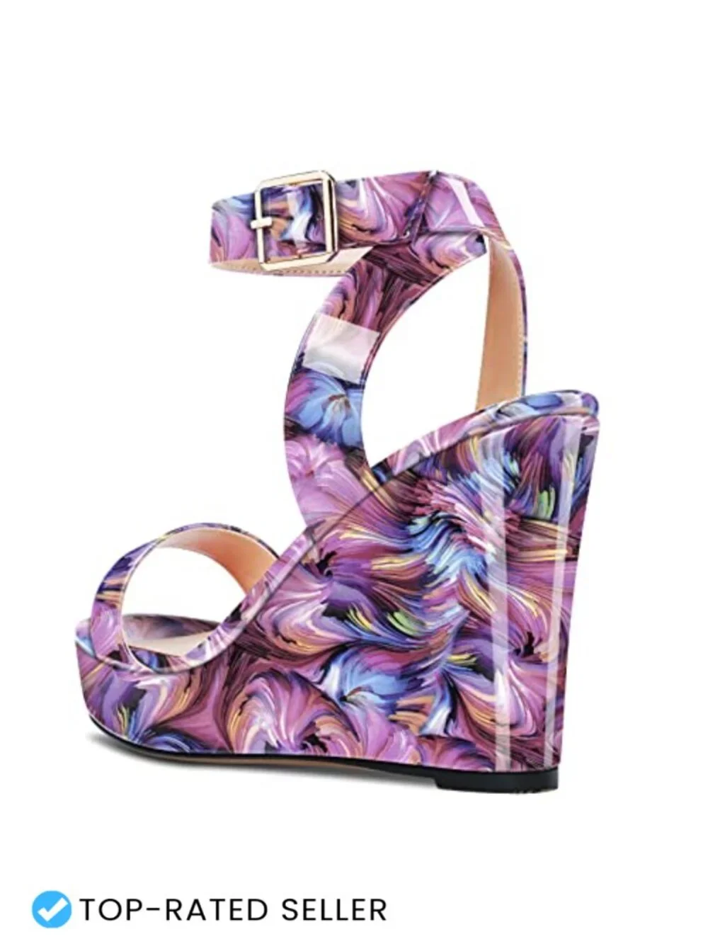 Women Platform Wedge Sandals Open Toe Ankle Strap Slingback Block Heel Chunky